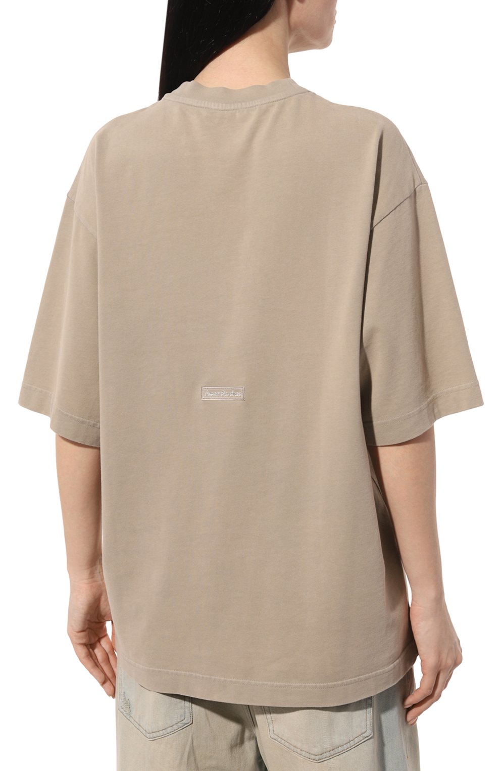 Хлопковая футболка ACNE STUDIOS бежевого цвета по цене 38550 руб., арт. FN-UX-TSHI000018, фото 4 Хлопковая футболка ACNE STUDIOS, арт. FN-UX-TSHI000018, фото 4