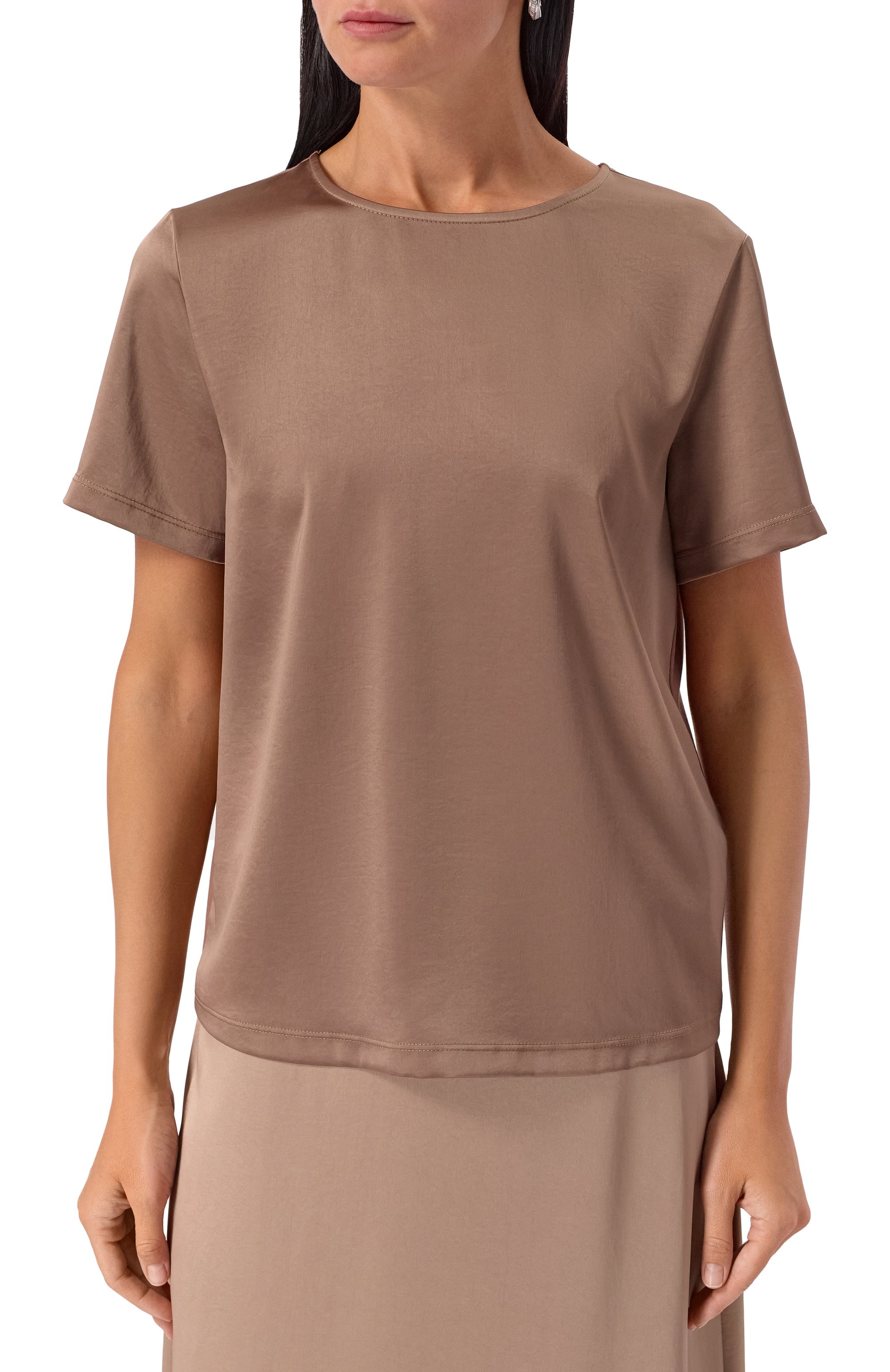 Атласный топ WEEKEND MAX MARA коричневого цвета по цене 13750 руб., арт. GILBERT, фото 3 Атласный топ WEEKEND MAX MARA, арт. GILBERT, фото 3