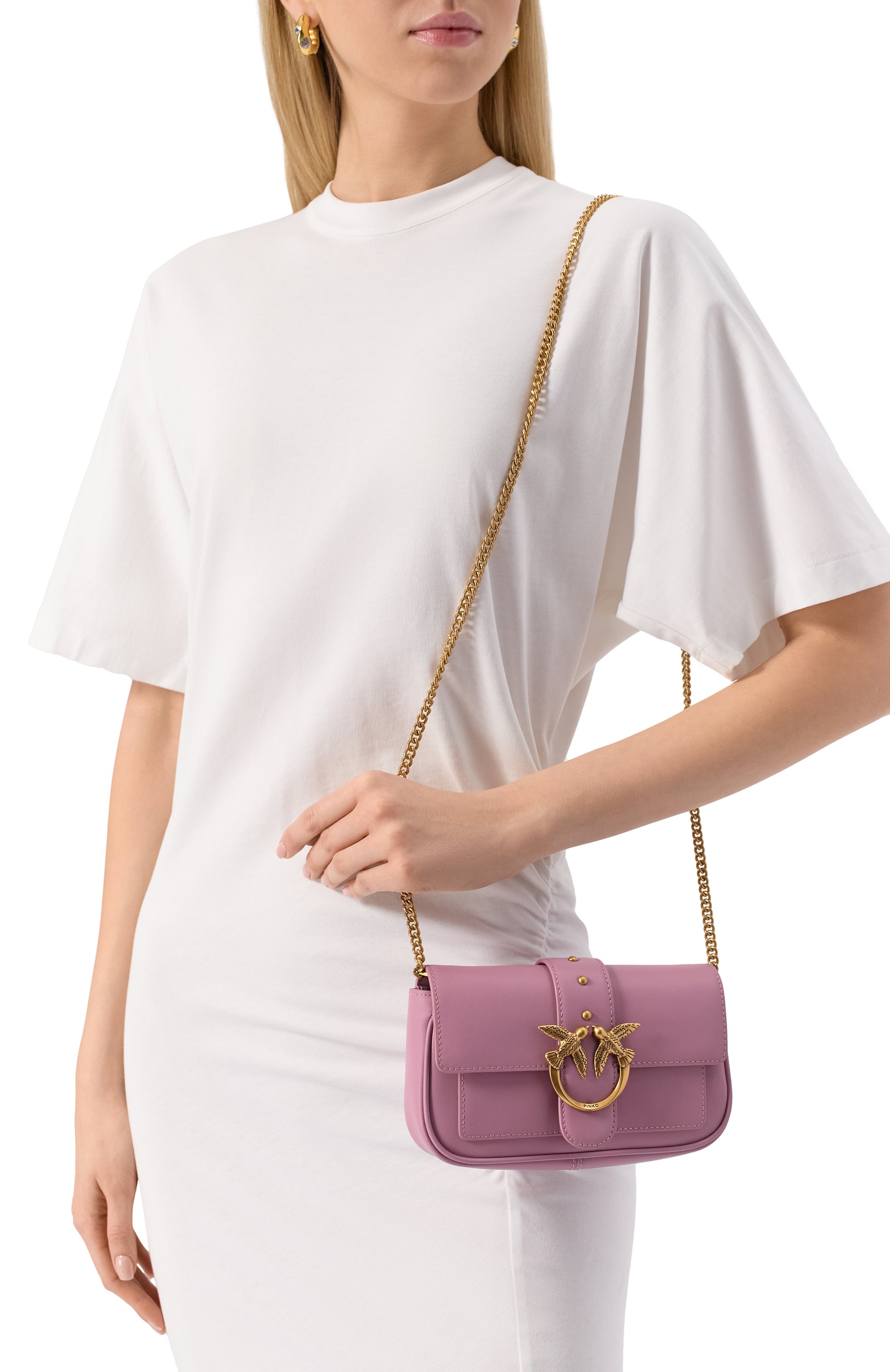 Сумка love one PINKO розового цвета по цене 28950 руб., арт. 100061/A0F1, фото 2 Сумка love one PINKO, арт. 100061/A0F1, фото 2