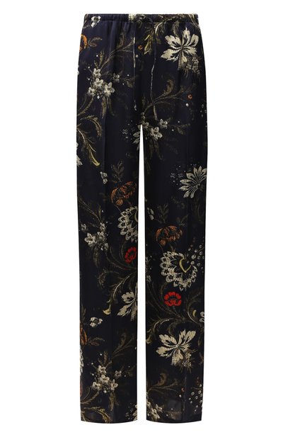 Шелковые брюки DRIES VAN NOTEN темно-синего цвета по цене 68850 руб., арт. 201-10984-9413, фото 1 Шелковые брюки DRIES VAN NOTEN, арт. 201-10984-9413, фото 1