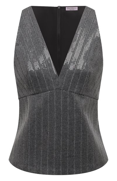 Женский топ с отделкой пайетками BRUNELLO CUCINELLI, арт. ME208HS702