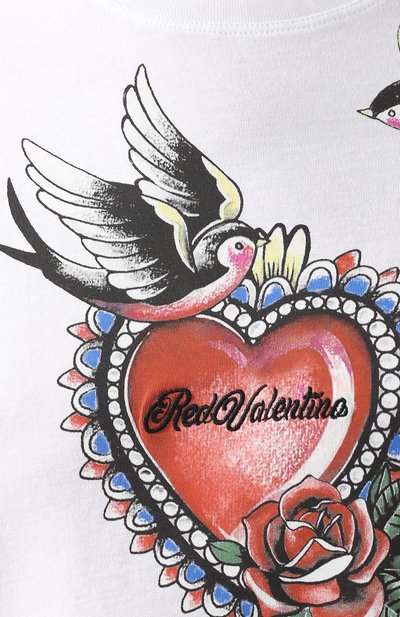 Хлопковая футболка REDVALENTINO белого цвета по цене 12250 руб., арт. RR0MG01M/FGF, фото 5 Хлопковая футболка REDVALENTINO, арт. RR0MG01M/FGF, фото 5