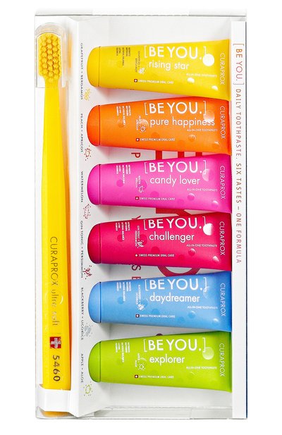 Женская набор зубных паст с ультрамягкой зубной щеткой (6x10ml) CURAPROX, арт. 7612412425673