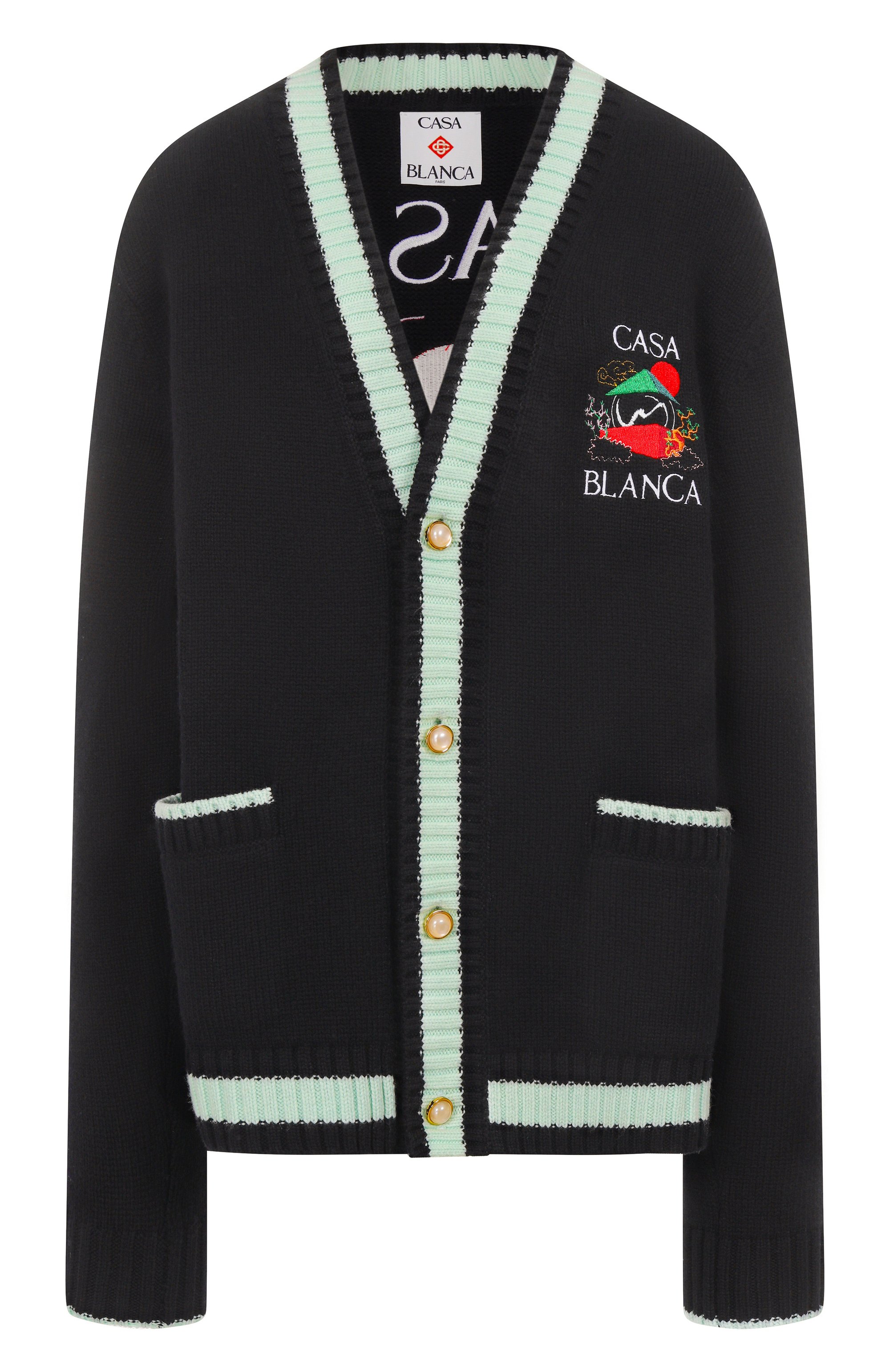 Кардиган из шерсти и кашемира CASABLANCA черного цвета по цене 109500 руб., арт. WPF25-KW-1001-01, фото 1 Кардиган из шерсти и кашемира CASABLANCA, арт. WPF25-KW-1001-01, фото 1