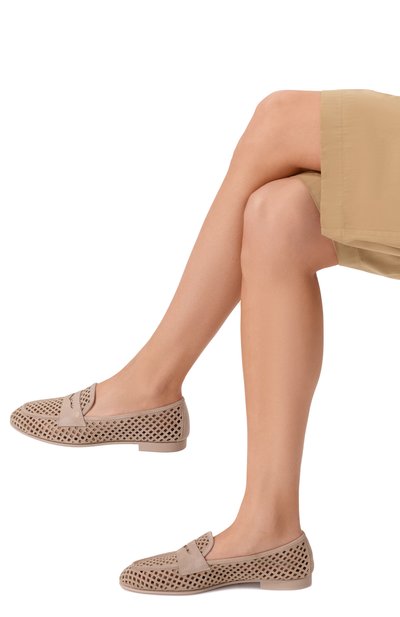 Замшевые пенни-лоферы SANTONI бежевого цвета по цене 112000 руб., арт. WUVG72037G0MTRFK, фото 2 Замшевые пенни-лоферы SANTONI, арт. WUVG72037G0MTRFK, фото 2
