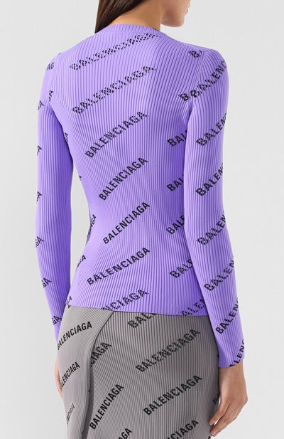 Пуловер с логотипом бренда BALENCIAGA сиреневого цвета по цене 99500 руб., арт. 555321/T6140, фото 4 Пуловер с логотипом бренда BALENCIAGA, арт. 555321/T6140, фото 4