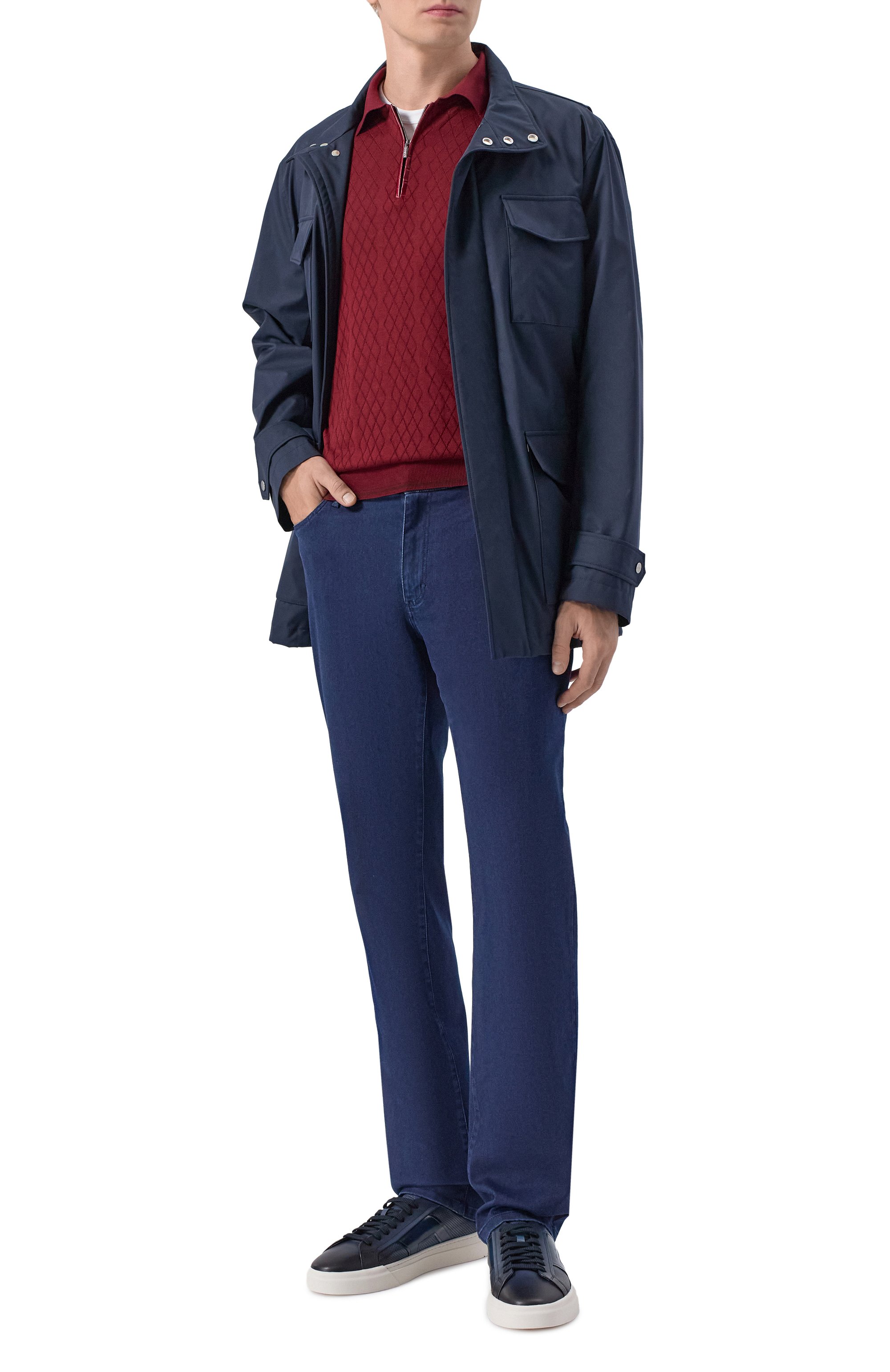 Шелковое поло с отделкой из кожи аллигатора ZILLI, арт. KZP001M0641VZARG0, фото 2