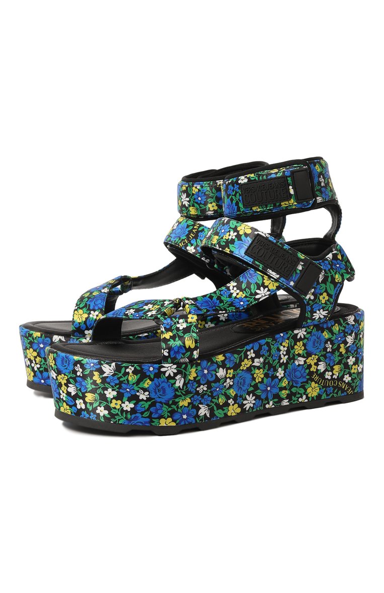 Текстильный босоножки VERSACE JEANS COUTURE, арт. 72VA3S09-F0ND0 MALL0RY DIS. 59 PRINTED SATIN BLU/Z, фото 1