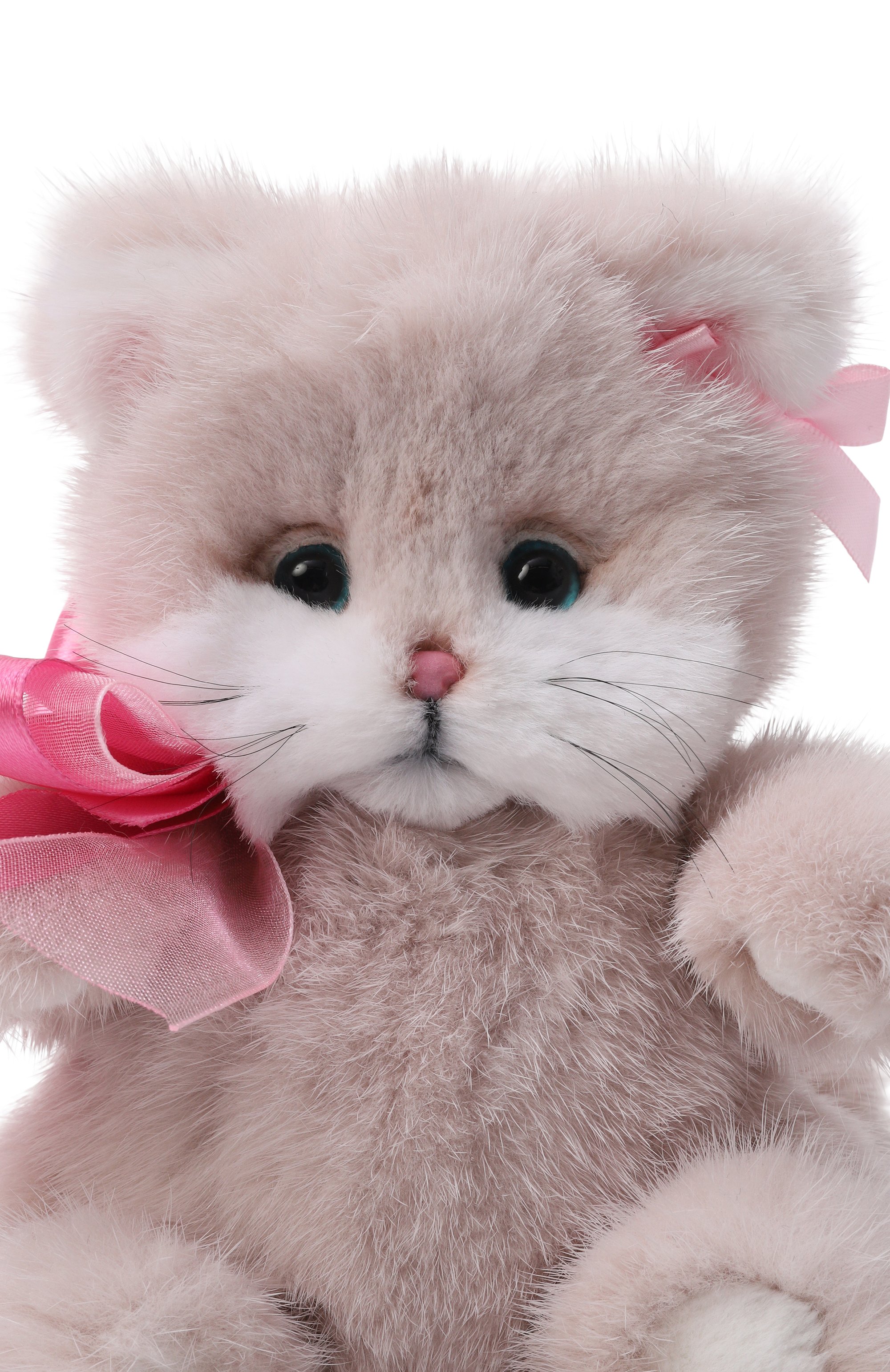 Мягкая игрушка из норки котик тедди CAROLON светло-розового цвета по цене 32000 руб., арт. МИ-25-В-001-10, фото 4 Мягкая игрушка из норки котик тедди CAROLON, арт. МИ-25-В-001-10, фото 4