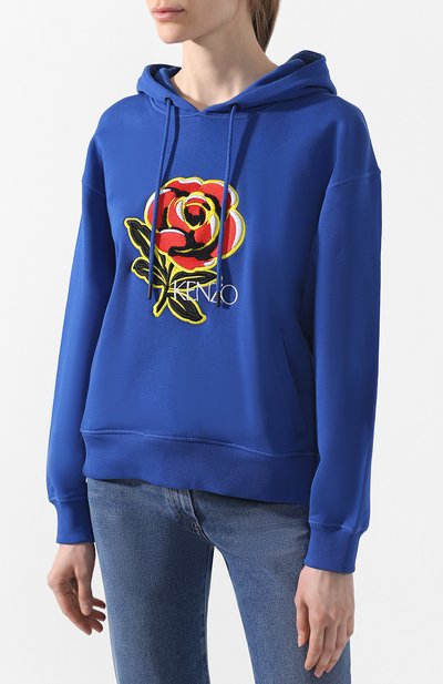 Хлопковое худи KENZO синего цвета по цене 25250 руб., арт. 2SW777952, фото 3 Хлопковое худи KENZO, арт. 2SW777952, фото 3