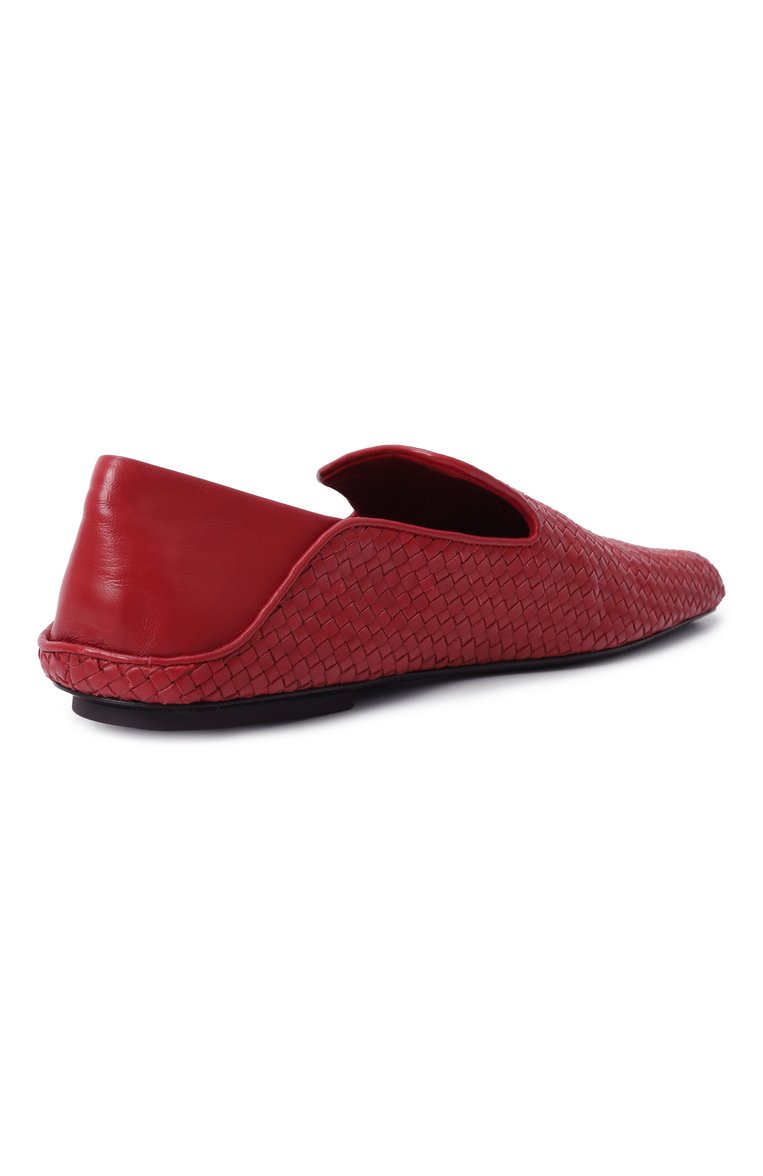 Женские кожаные лоферы adamo BOTTEGA VENETA красного цвета, арт. 807010/V4VE0 | Фото 5 (Подошва: Плоская; Драгоценные камни: Проставлено; Материал внешний: Натуральная кожа; Материал сплава: Проставлено; Каблук высота: Низкий; Материал внутренний: Натуральная кожа)
