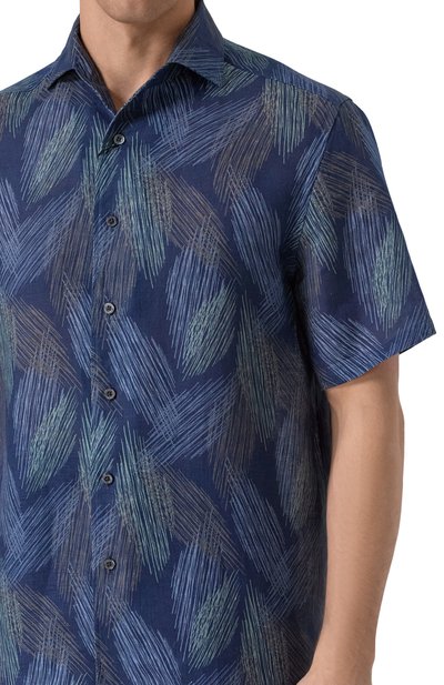 Льняная рубашка CORNELIANI синего цвета по цене 48050 руб., арт. 25I213-2511920, фото 5 Льняная рубашка CORNELIANI, арт. 25I213-2511920, фото 5