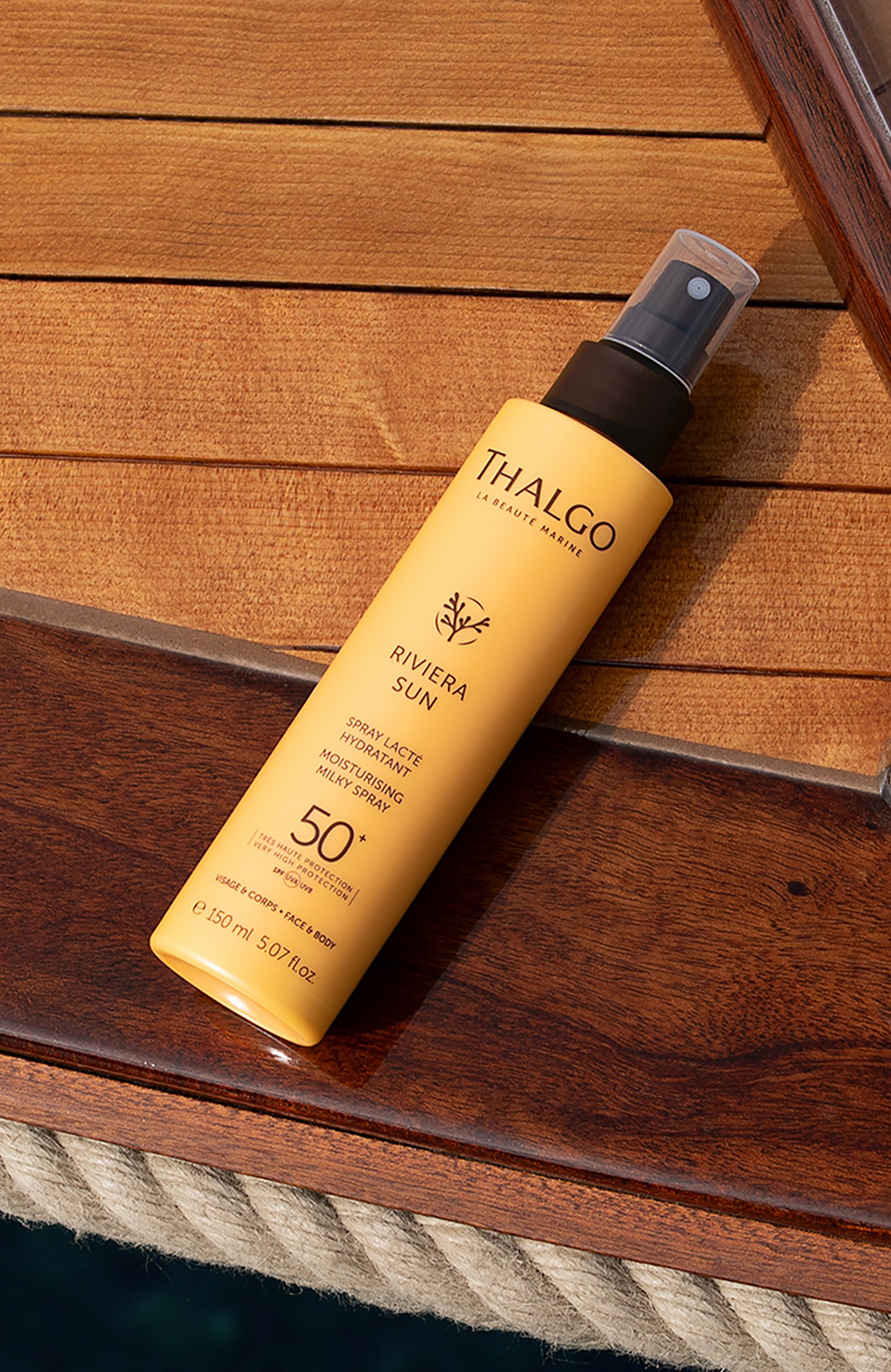 Солнцезащитный увлажняющий спрей-молочко для лица и тела spf 50+ riviera sun (150ml) THALGO, арт. VT23003, фото 2