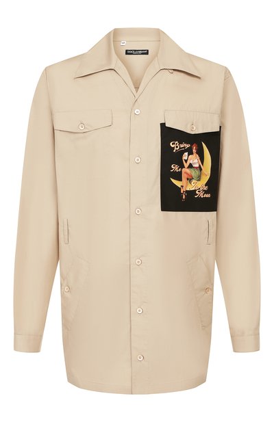 Хлопковая рубашка DOLCE & GABBANA бежевого цвета по цене 89950 руб., арт. G5HN2T/FU5K9, фото 1 Хлопковая рубашка DOLCE & GABBANA, арт. G5HN2T/FU5K9, фото 1