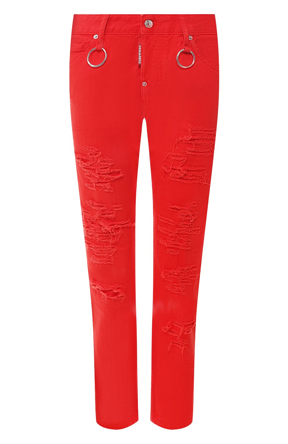 Джинсы с потертостями DSQUARED2 красного цвета по цене 54950 руб., арт. S75LB0139/STN833, фото 1 Джинсы с потертостями DSQUARED2, арт. S75LB0139/STN833, фото 1
