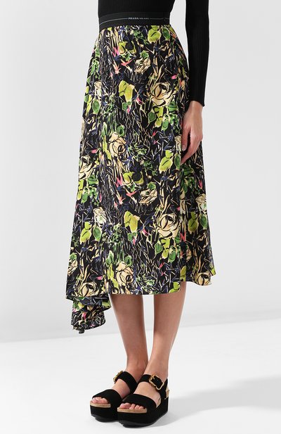 Шелковая юбка асимметричного кроя с принтом PRADA, арт. P195N-1RZM-F0002, фото 3