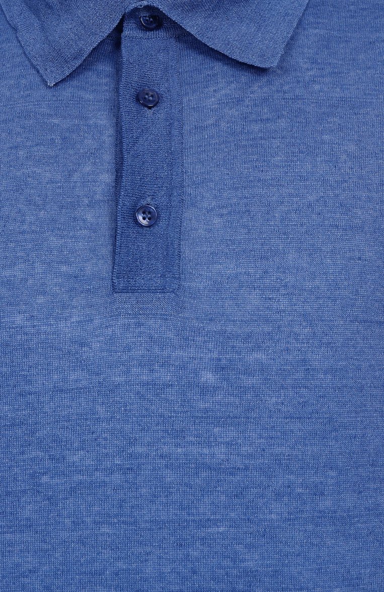 Мужская льняное поло PAUL&SHARK синего цвета, арт. 25411243/6XL | Фото 6 (Рукава: Короткие; Автоматизация ТО: Проставлено; Материал внешний: Лен; Автоматизация состава: Проставлено; Длина (для топов): Удлиненные; Кросс-КТ: Трикотаж; З�астежка: Пуговицы; Стили: Кэжуэл; Принт: Без принта; Big sizes: Big Sizes; Детали: Без декора)