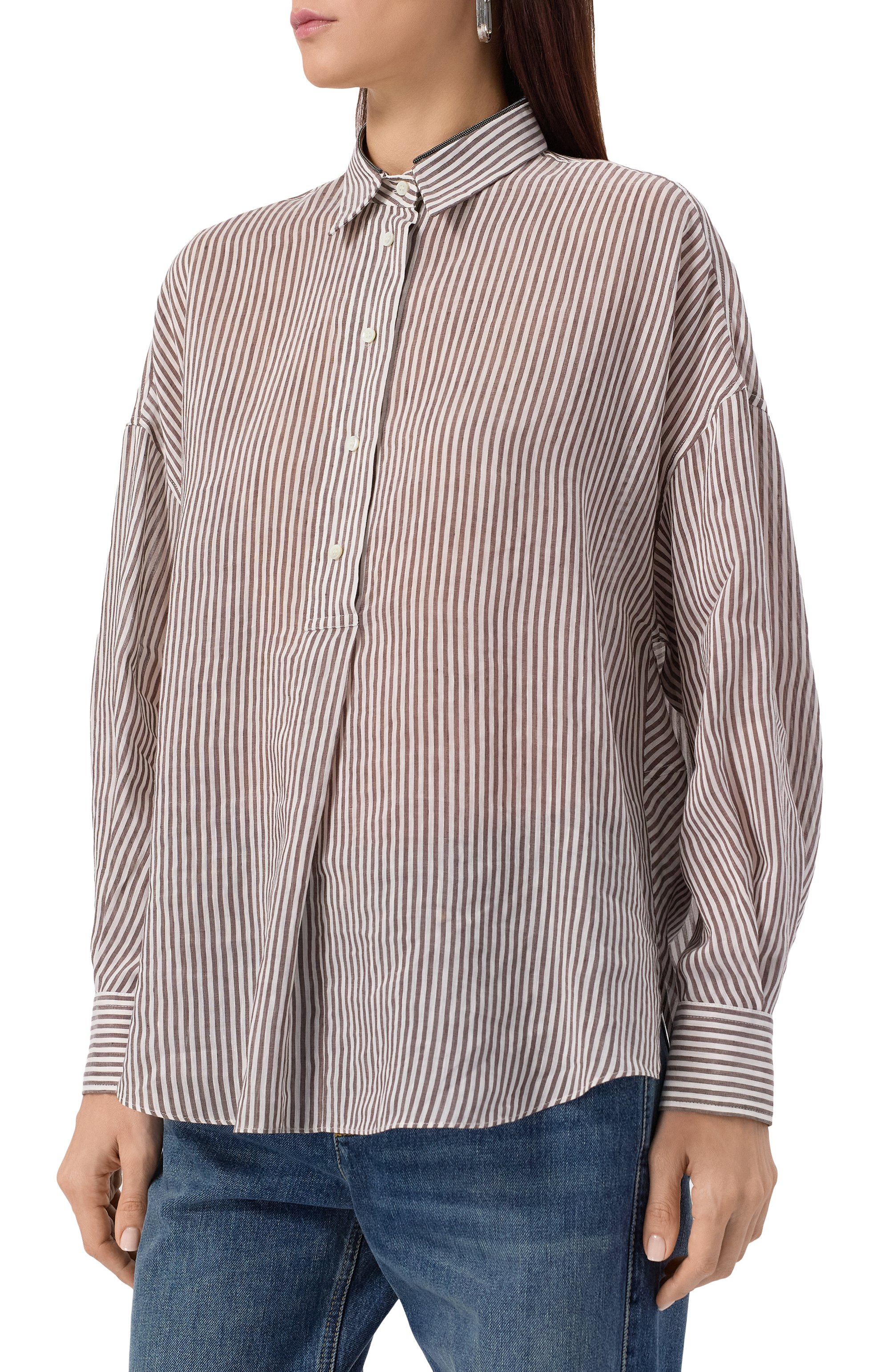 Рубашка изо льна и шелка BRUNELLO CUCINELLI, арт. MH756NL405, фото 3