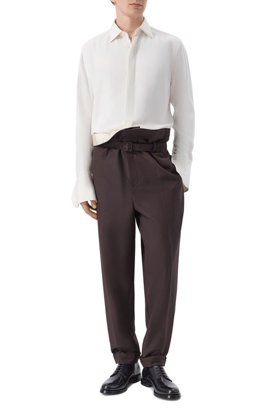 Шерстяные брюки Saint Laurent 857058/Y1N02 Коричневый  857058/Y1N02 Фото 2