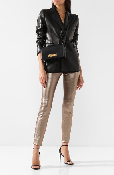 Кожаные брюки прямого кроя SAINT LAURENT, арт. 481868/YC2RC, фото 2