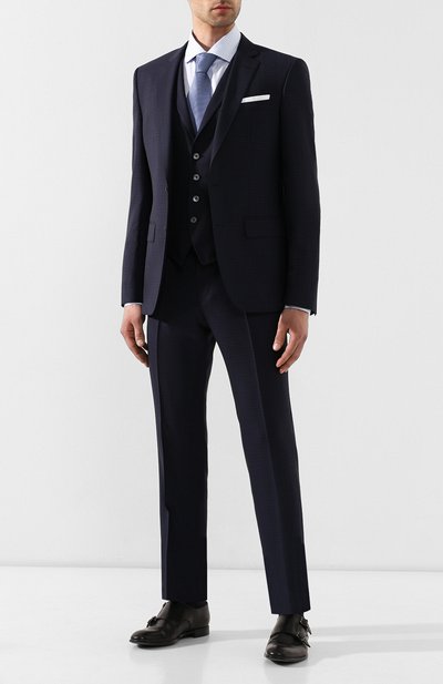 Шерстяной костюм-тройка BOSS синего цвета по цене 74000 руб., арт. 50412061, фото 1 Шерстяной костюм-тройка BOSS, арт. 50412061, фото 1