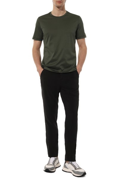 Хлопковая футболка CAPOBIANCO хаки цвета по цене 19150 руб., арт. 14M660.JS00., фото 2 Хлопковая футболка CAPOBIANCO, арт. 14M660.JS00., фото 2