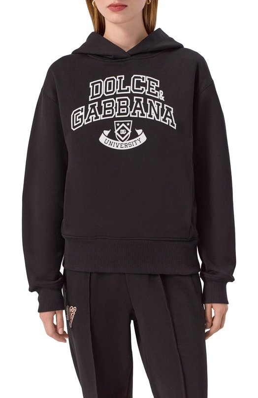 Хлопковое худи Dolce & Gabbana F9S48Z/GDDC5 Чёрный  F9S48Z/GDDC5 Фото 3