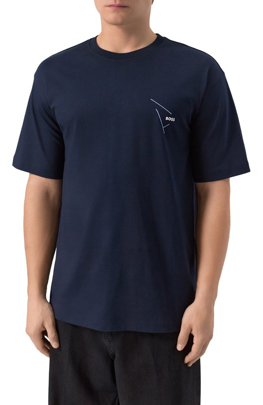 Хлопковая футболка BOSS Orange 50546374 Синий  50546374 Фото 3