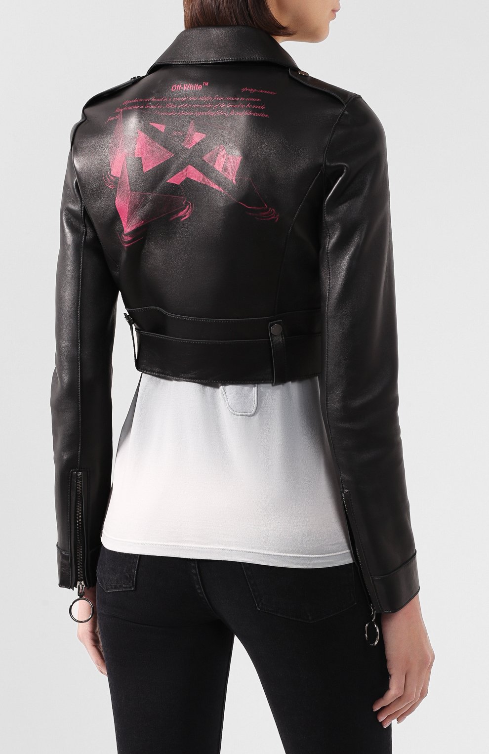 Кожаная куртка OFF-WHITE черного цвета по цене 148500 руб., арт. 0WJG001R209861061028, фото 4 Кожаная куртка OFF-WHITE, арт. 0WJG001R209861061028, фото 4