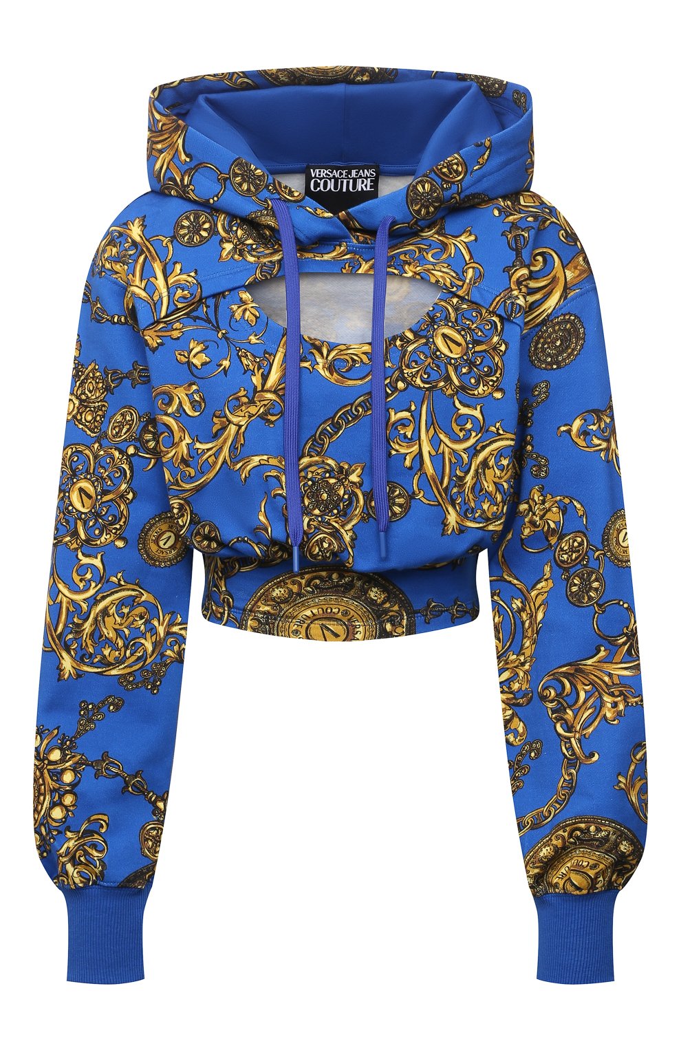 Хлопковое худи VERSACE JEANS COUTURE синего цвета по цене 37700 руб., арт. 71HAI317-71DP317 FELPA GAR PR BAR0QUE/FS002, фото 1 Хлопковое худи VERSACE JEANS COUTURE, арт. 71HAI317-71DP317 FELPA GAR PR BAR0QUE/FS002, фото 1