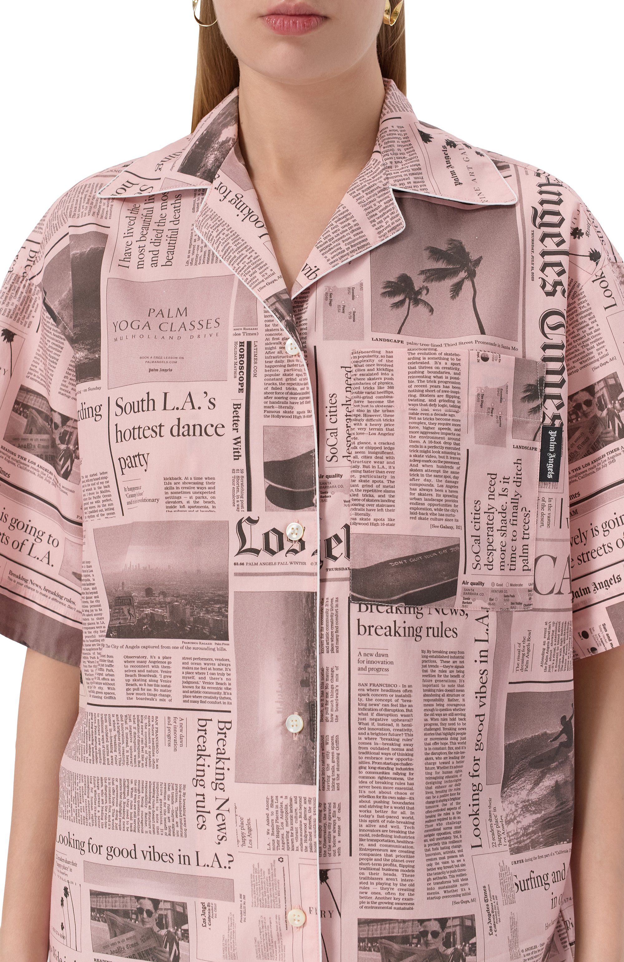 Хлопковая рубашка PALM ANGELS, арт. PWGG009F25FAB001, фото 5