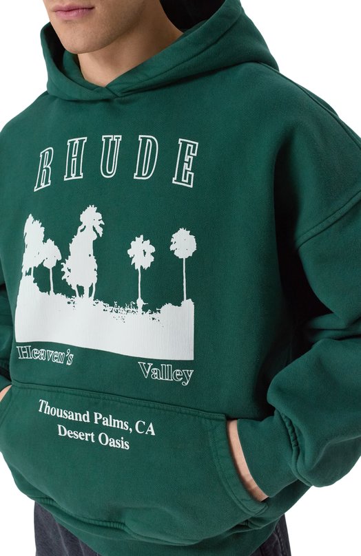 Хлопковое худи Rhude RHFW25H003012 Зелёный  RHFW25H003012 Фото 5