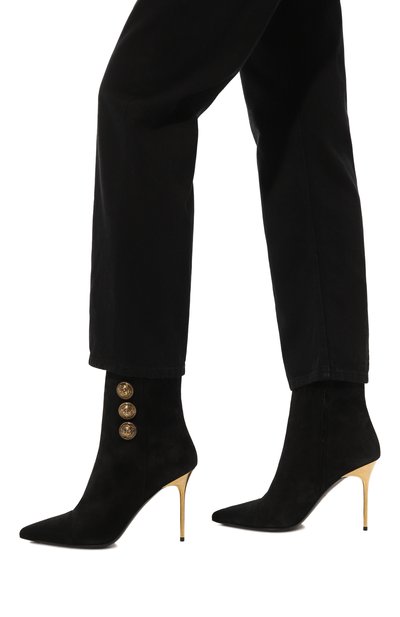 Замшевые ботильоны roni 95 BALMAIN черного цвета по цене 126500 руб., арт. BN4TA522/LCTA, фото 3 Замшевые ботильоны roni 95 BALMAIN, арт. BN4TA522/LCTA, фото 3