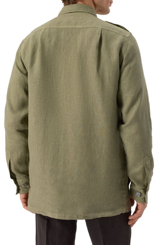Льняная куртка-рубашка 120% Lino 32ALIM89RH/0253/000 Хаки  32ALIM89RH/0253/000 Фото 4