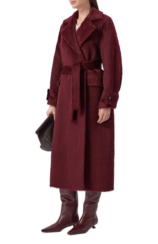 Шерстяное пальто Max Mara ALBATA1234 Бордовый  ALBATA1234 Фото 2