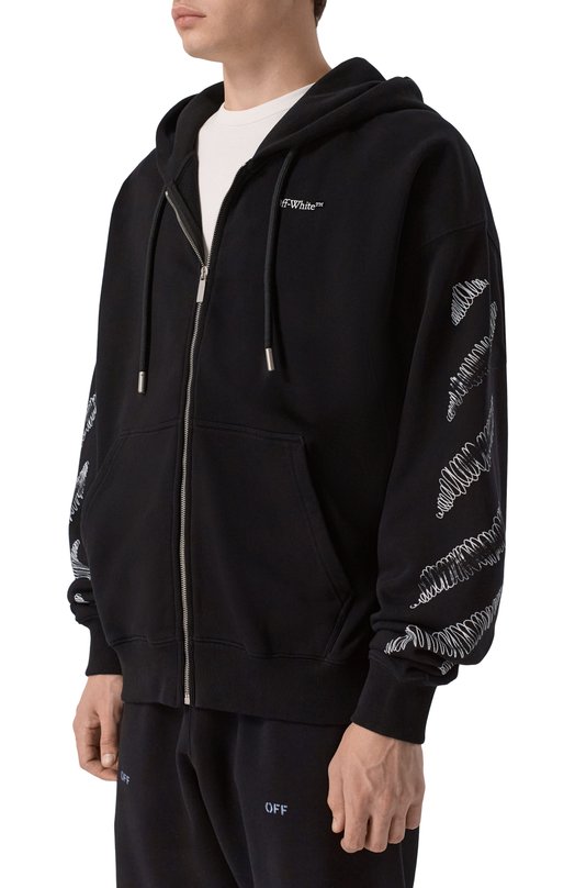 Хлопковая толстовка Off-White 0MBE015F25FLE003 Чёрный  0MBE015F25FLE003 Фото 3