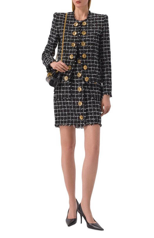 Твидовая юбка Balmain GF1LC885/XL62 Чёрно-белый  GF1LC885/XL62 Фото 2