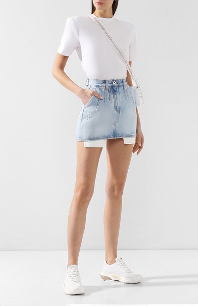 Джинсовая юбка OFF-WHITE голубого цвета по цене 27350 руб., арт. 0WYF002S197730447100, фото 2 Джинсовая юбка OFF-WHITE, арт. 0WYF002S197730447100, фото 2