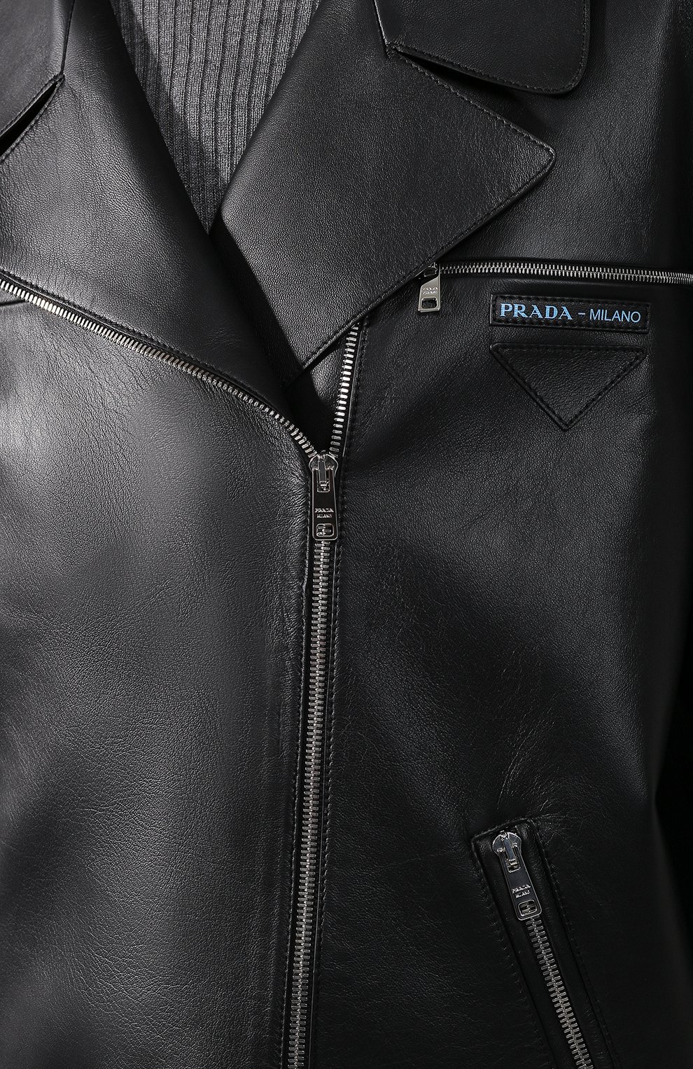 Кожаная куртка с косой молнией PRADA, арт. 58937-FLY-F014B, фото 5
