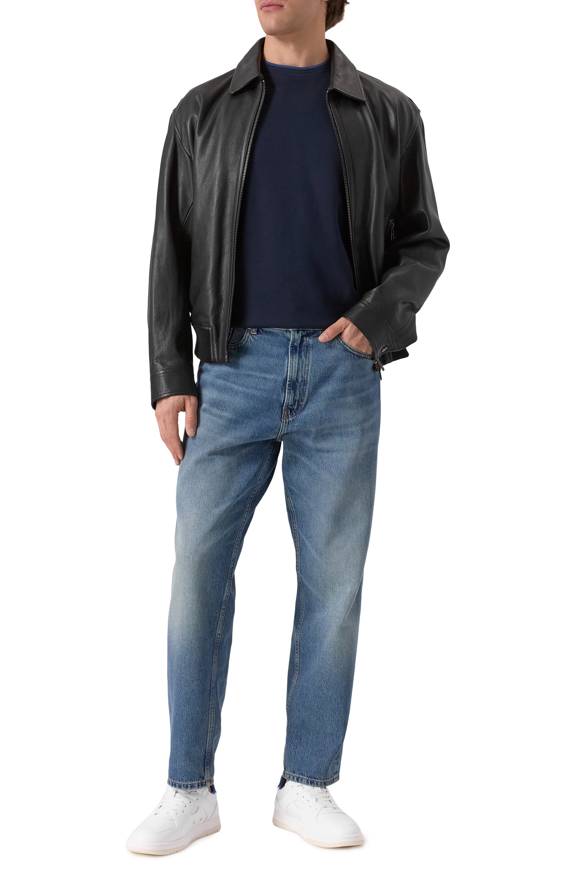 Хлопковая футболка BOSS темно-синего цвета по цене 13450 руб., арт. 50524998, фото 2 Хлопковая футболка BOSS, арт. 50524998, фото 2