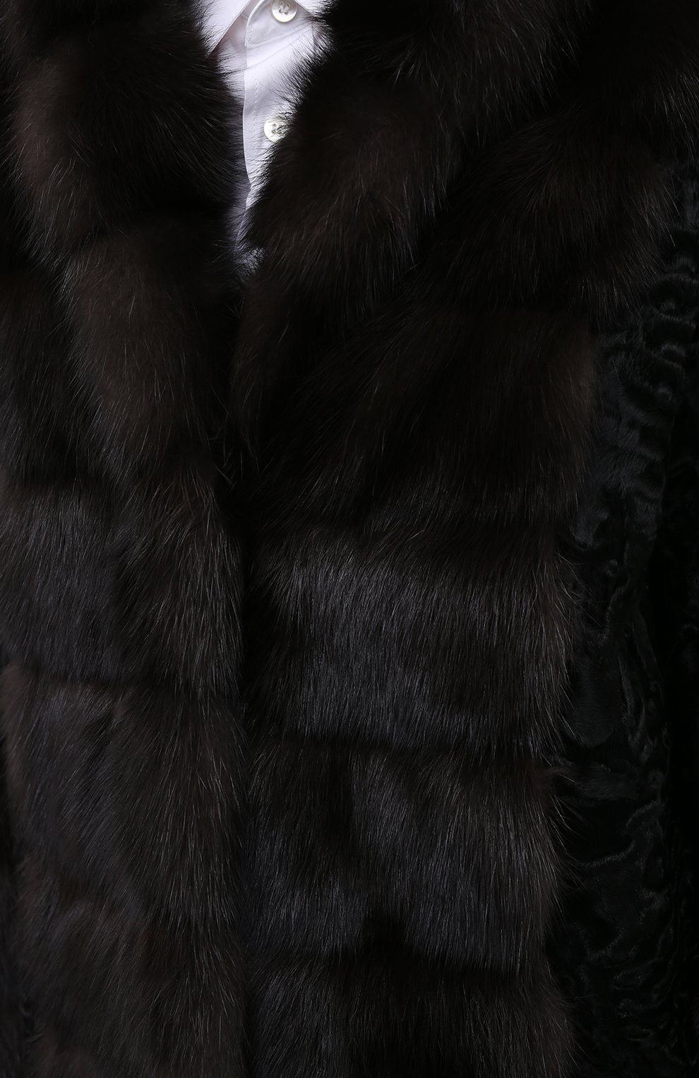 Шуба из меха соболя и каракульчи MANZONI24, арт. 20M854-PAZ/BLACK/EXTRADARK/38-46, фото 6