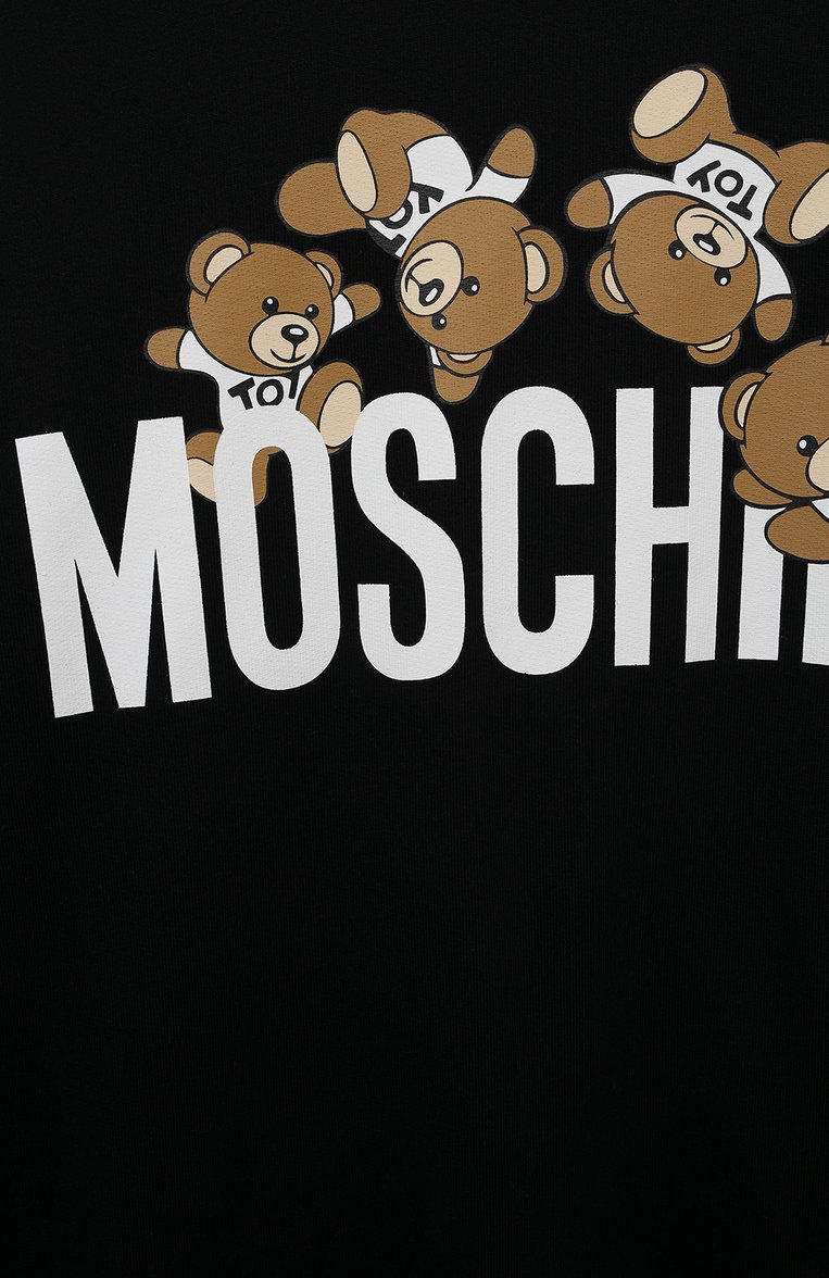 Детский хлопковый свитшот MOSCHINO черного цвета, арт. HZF05R/LCA19/10-14 | Фото 3 (Тематический товар: Teddy Bear; Рукава: Длинные; Материал сплава: Проставлено; Материал внешний: Хлопок; Драгоценные камни: Проставлено; Мальчики Кросс-КТ: Свитшот-одежда; Ростовка одежда: 10 - 11 лет | 140 - 146см, 12 лет | 152 см)