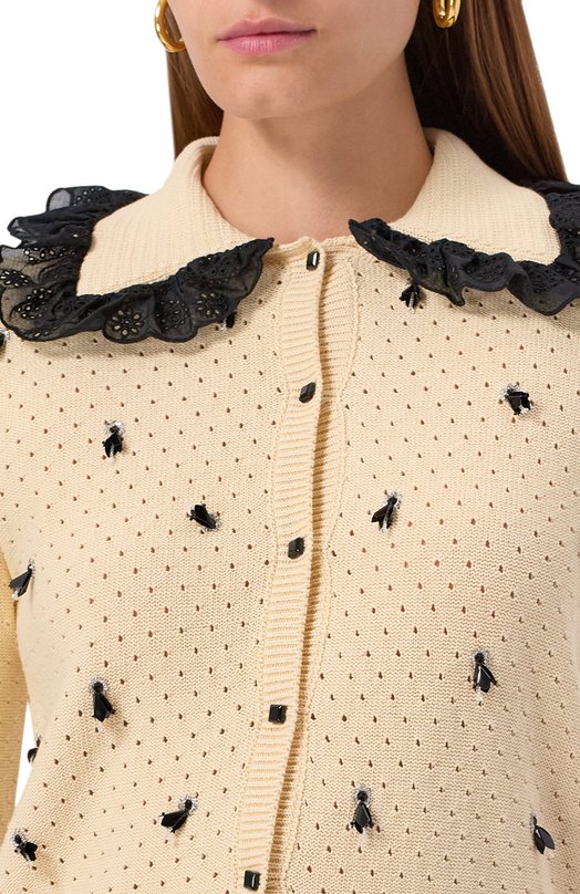 Хлопковый кардиган Valentino 7B3KA12H/9EE Кремовый  7B3KA12H/9EE Фото 5