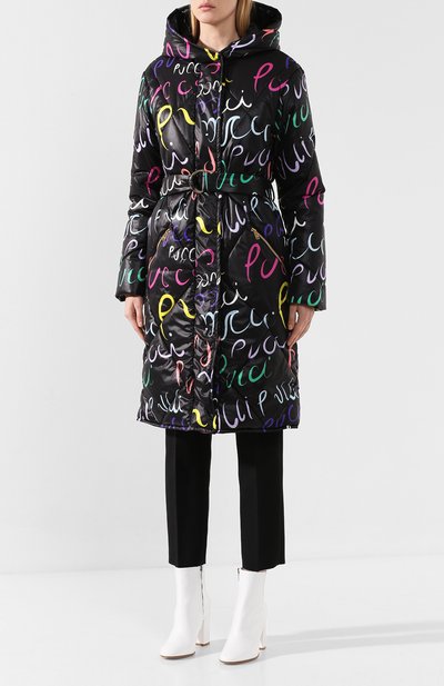 Утепленное пальто EMILIO PUCCI черного цвета по цене 172500 руб., арт. 9RYA05/9R790, фото 3 Утепленное пальто EMILIO PUCCI, арт. 9RYA05/9R790, фото 3