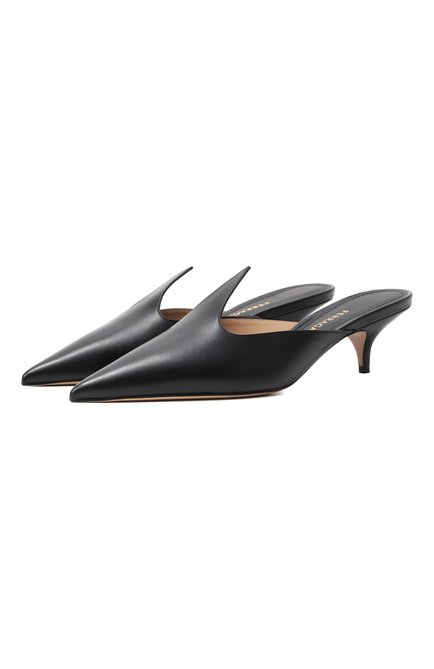 Женские кожаные мюли FERRAGAMO черного цвета, арт. 01J681/781150 | Фото 1 (Подошва: Плоская; Драгоценные камни: Проставлено; Материал внешний: Натуральная кожа; Материал сплава: Проставлено; Каблук высота: Низкий; Материал внутренний: Натуральная кожа)