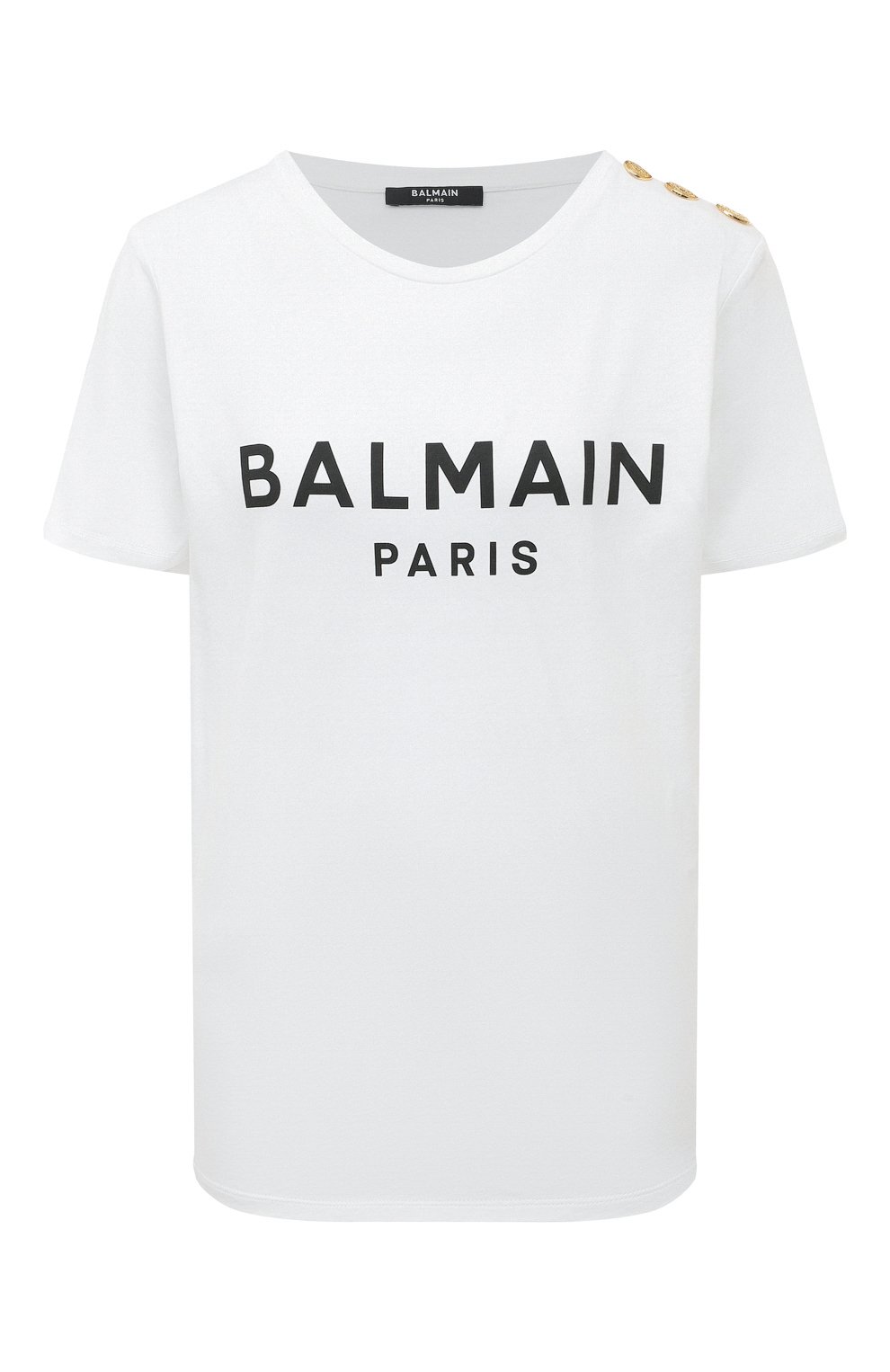 Хлопковая футболка BALMAIN белого цвета по цене 42750 руб., арт. YF0EF005BB02/GAB, фото 1 Хлопковая футболка BALMAIN, арт. YF0EF005BB02/GAB, фото 1