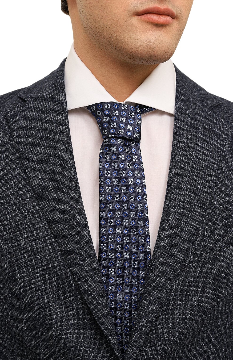 Шелковый галстук CANALI темно-синего цвета по цене 16800 руб., арт. 18/HJ03988, фото 2 Шелковый галстук CANALI, арт. 18/HJ03988, фото 2