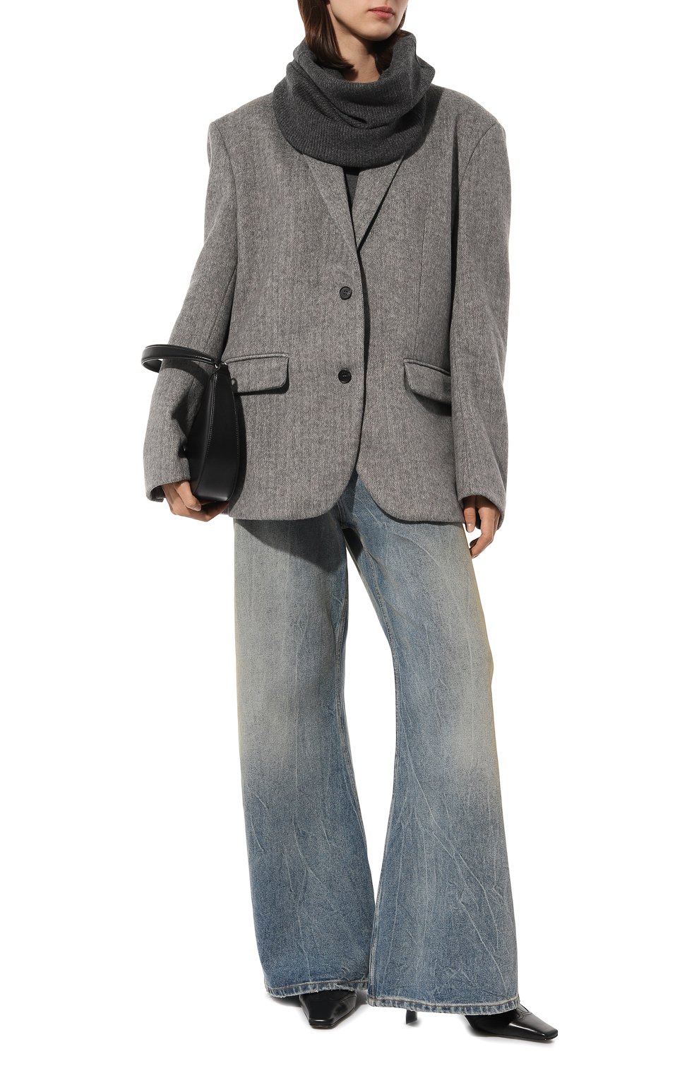 Кашемировый шарф-снуд LOULOU DE SAISON темно-серого цвета по цене 25950 руб., арт. SAB0L, фото 2 Кашемировый шарф-снуд LOULOU DE SAISON, арт. SAB0L, фото 2