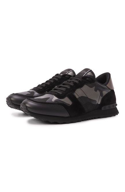 Мужские комбинированные кроссовки rockrunner VALENTINO черного цвета, арт. 6Y2S0723/NTA | Фото 1 (Материал внешний: Натуральная кожа, Текстиль; Материал внутренний: Текстиль; Материал сплава: Проставлено; Подошва: Массивная; Драгоценные камни: Проставлено)