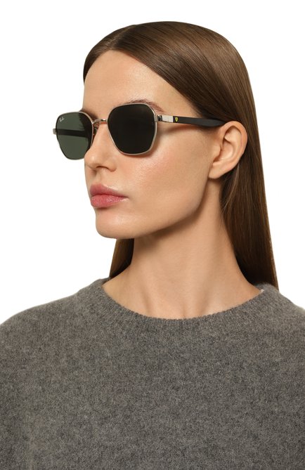 Женские солнцезащитные очки RAY-BAN зеленого цвета, арт. 3794M-F03171 | Фото 2 (Региональные ограничения белый список (Axapta Mercury): Не проставлено; Нос: Не проставлено)